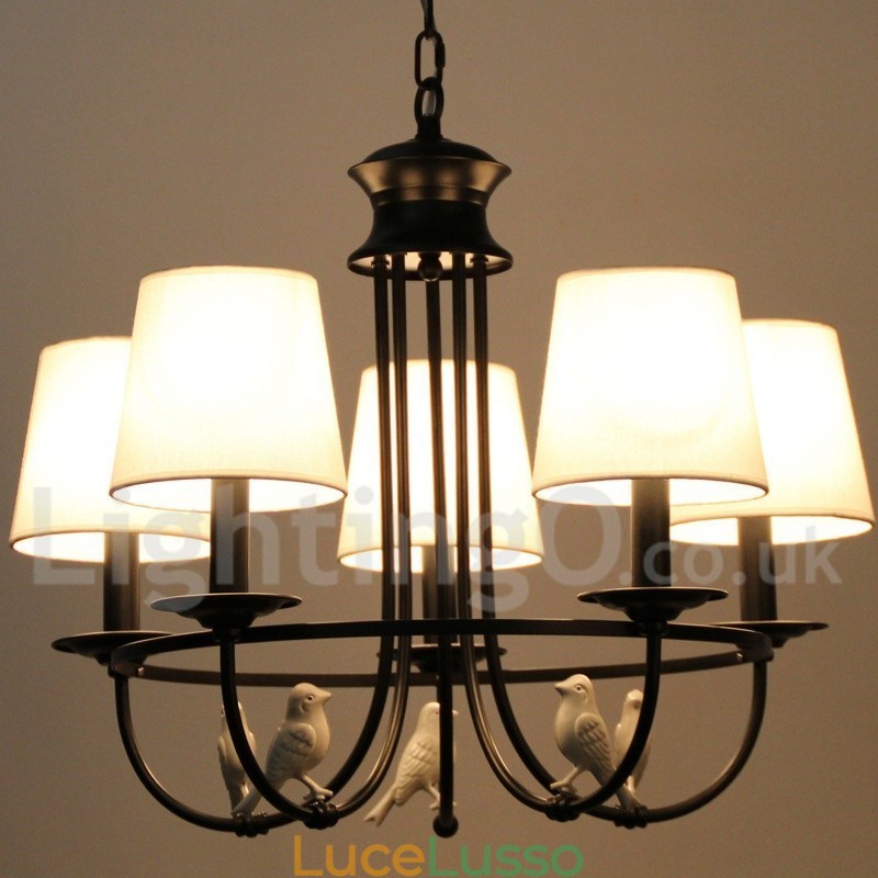 Lampadario a 5 luci in stile retrò nero mediterraneo rustico contemporaneo in stile candela