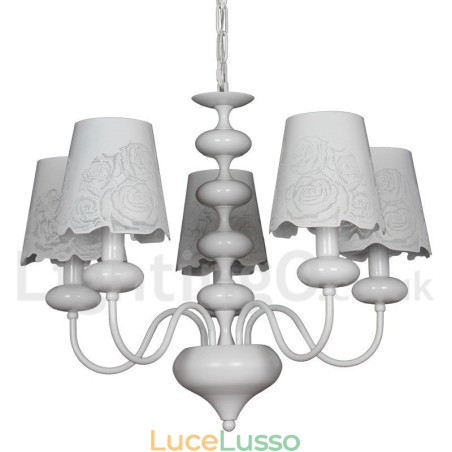 Lampadario a 5 luci moderno contemporaneo bianco cavo in stile candela Lampadario a 5 luci moderno contemporaneo bianco cavo in stile candela