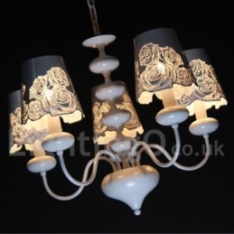 Lampadario a 5 luci moderno contemporaneo bianco cavo in stile candela