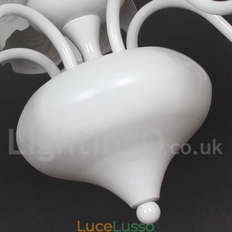 Lampadario a 5 luci moderno contemporaneo bianco cavo in stile candela