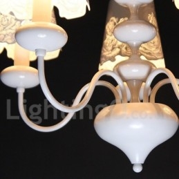 Lampadario a 5 luci moderno contemporaneo bianco cavo in stile candela