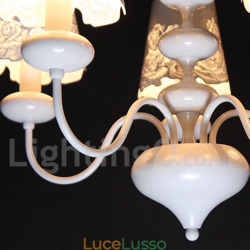 Lampadario a 5 luci moderno contemporaneo bianco cavo in stile candela