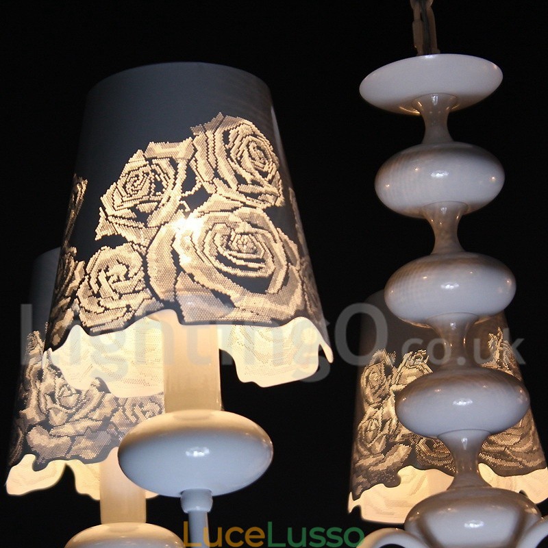 Lampadario a 5 luci moderno contemporaneo bianco cavo in stile candela