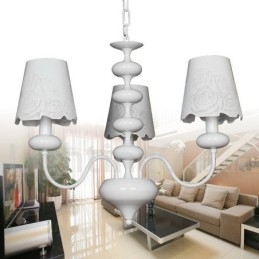 Lampadario a 3 luci moderno contemporaneo bianco cavo in stile candela