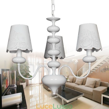 Lampadario a 3 luci moderno contemporaneo bianco cavo in stile candela Lampadario a 3 luci moderno contemporaneo bianco cavo in stile candela
