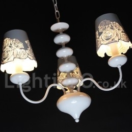 Lampadario a 3 luci moderno contemporaneo bianco cavo in stile candela
