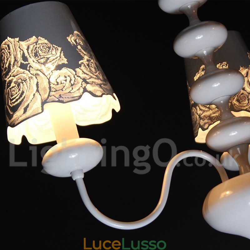 Lampadario a 3 luci moderno contemporaneo bianco cavo in stile candela