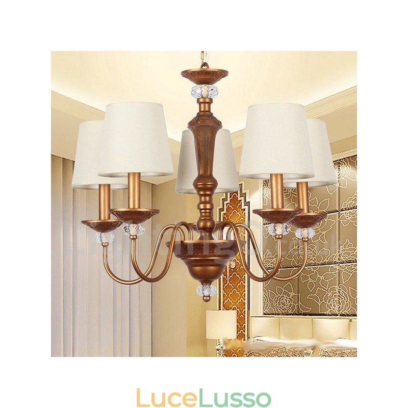 Lampadario in stile retrò rustico nero a 5 luci