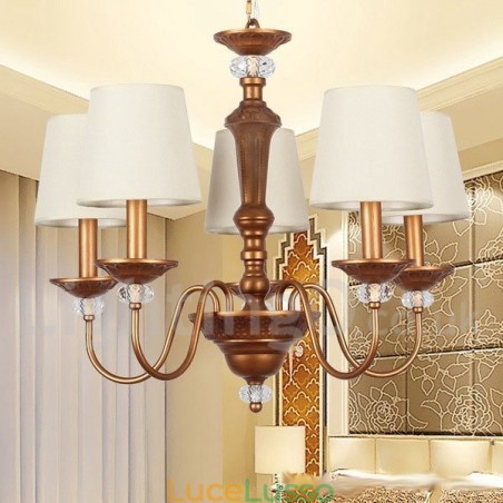 Lampadario in stile retrò rustico nero a 5 luci Lampadario in stile retrò rustico nero a 5 luci