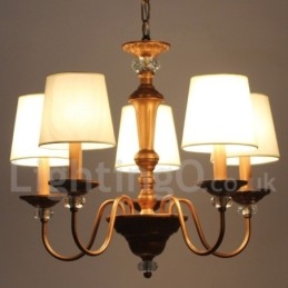 Lampadario in stile retrò rustico nero a 5 luci