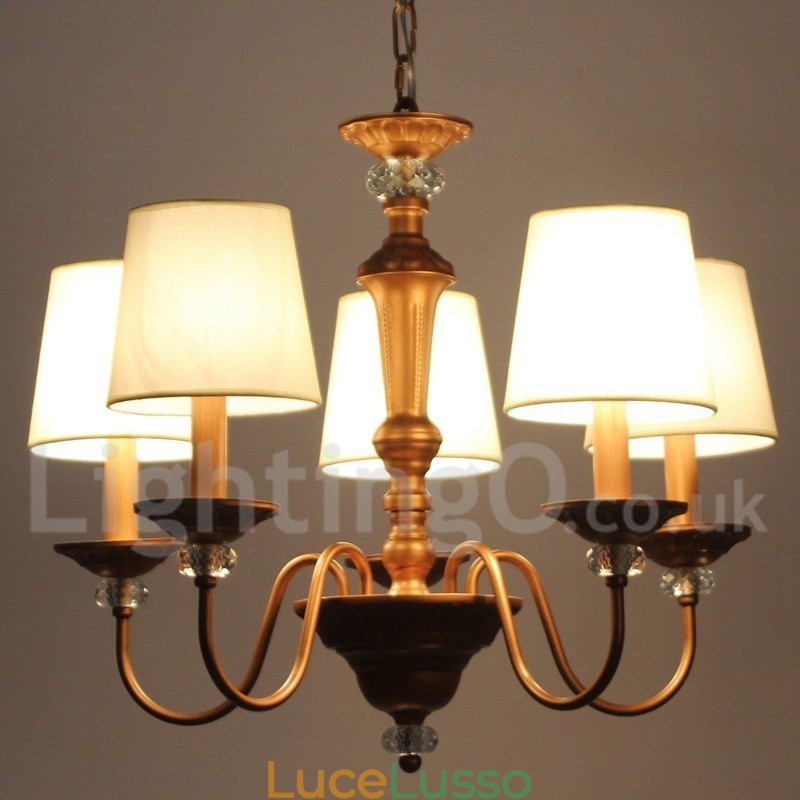 Lampadario in stile retrò rustico nero a 5 luci