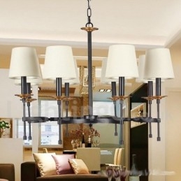 Lampadario in stile retrò rustico nero a 8 luci