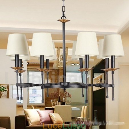 Lampadario in stile retrò rustico nero a 8 luci Lampadario in stile retrò rustico nero a 8 luci
