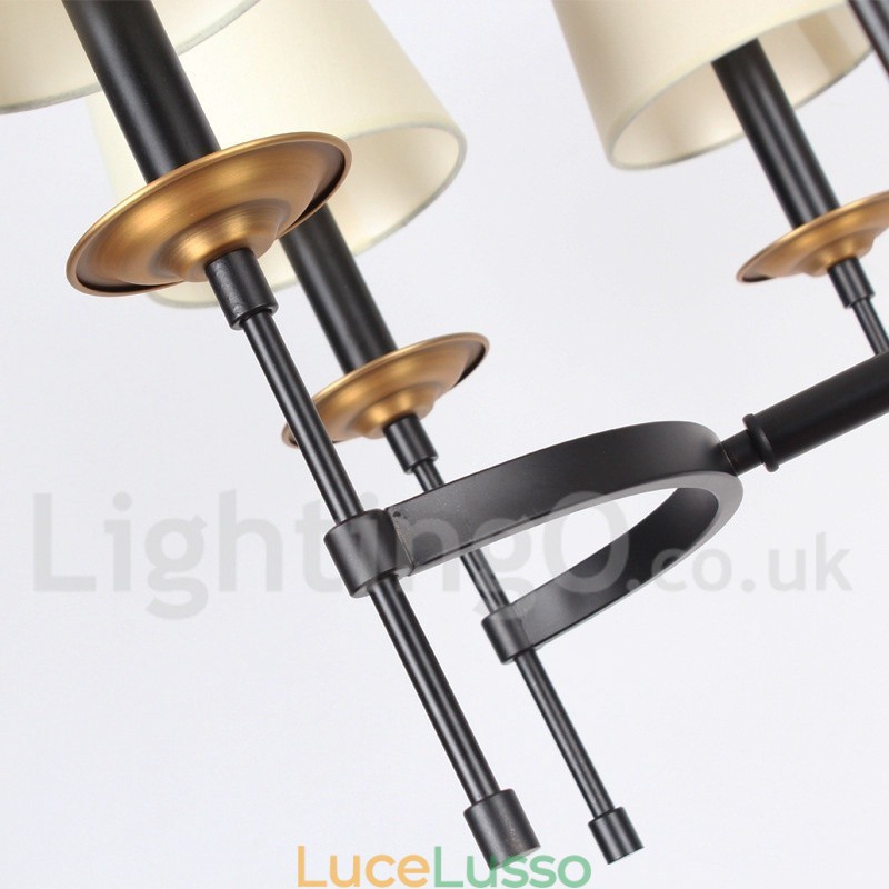 Lampadario in stile retrò rustico nero a 8 luci