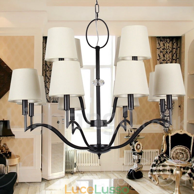 Lampadario moderno contemporaneo a 12 luci in stile candela