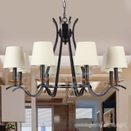 Lampadario a 8 luci in stile candela retrò contemporaneo nero
