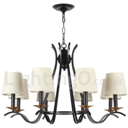 Lampadario a 8 luci in stile candela retrò contemporaneo nero