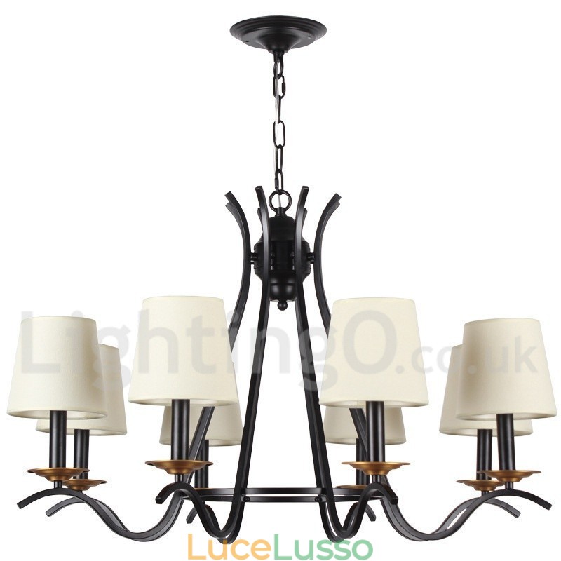 Lampadario a 8 luci in stile candela retrò contemporaneo nero