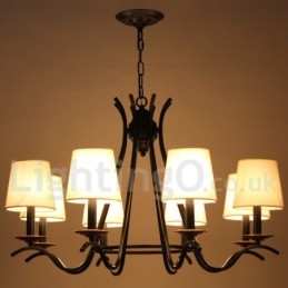 Lampadario a 8 luci in stile candela retrò contemporaneo nero