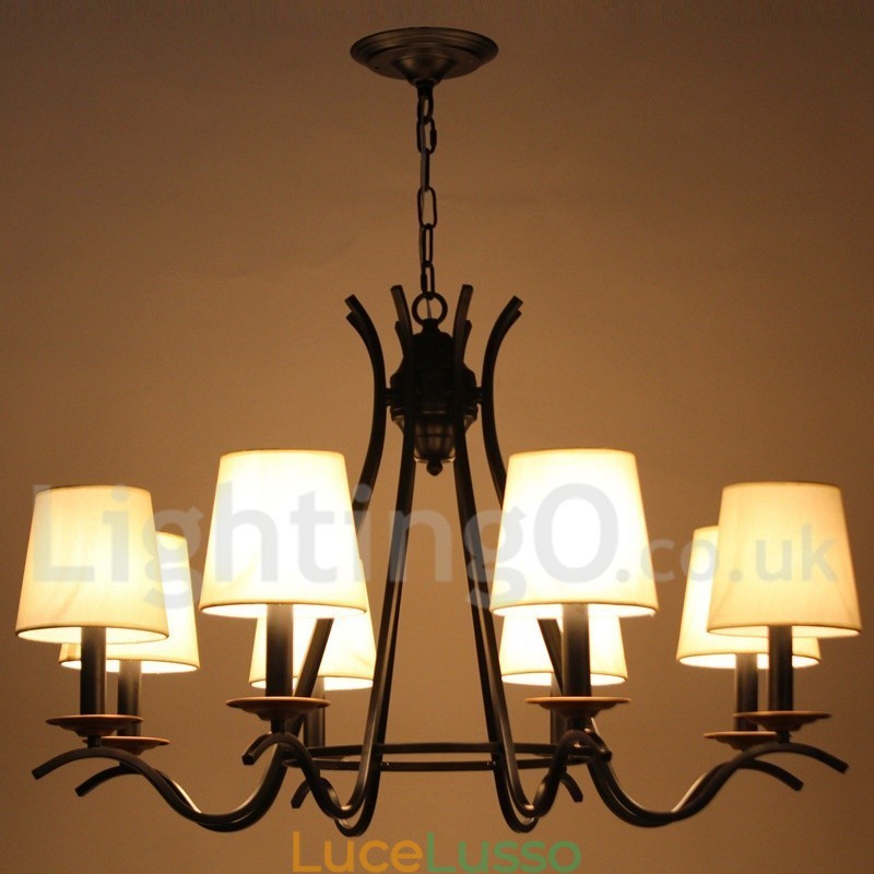 Lampadario a 8 luci in stile candela retrò contemporaneo nero