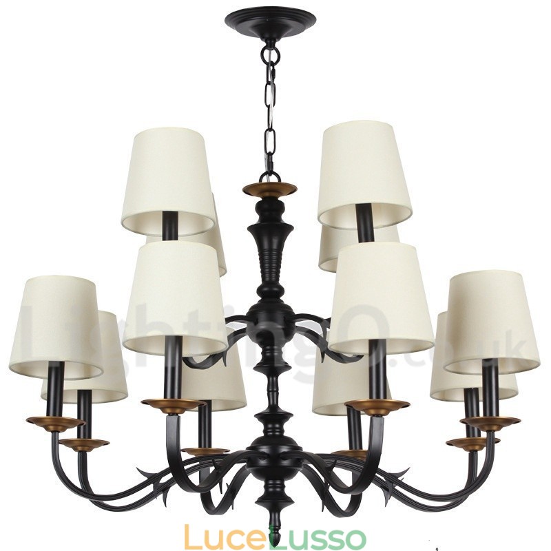 Lampadario in stile rustico retrò a 12 luci