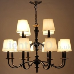 Lampadario in stile rustico retrò a 12 luci