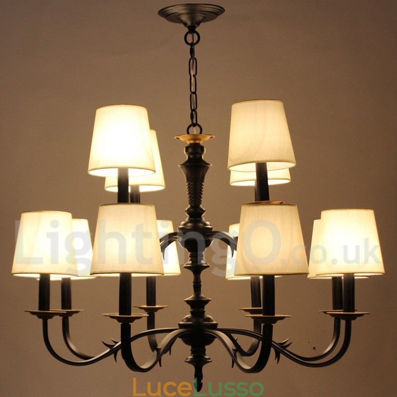 Lampadario in stile rustico retrò a 12 luci
