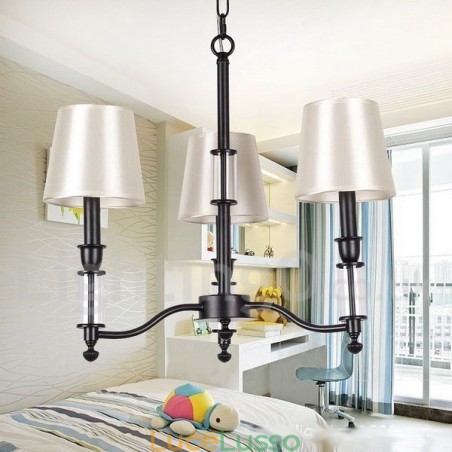 Lampadario a 3 luci in stile candela retrò contemporaneo nero Lampadario a 3 luci in stile candela retrò contemporaneo nero