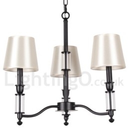 Lampadario a 3 luci in stile candela retrò contemporaneo nero