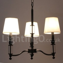 Lampadario a 3 luci in stile candela retrò contemporaneo nero