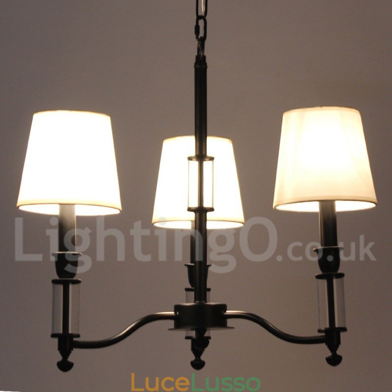 Lampadario a 3 luci in stile candela retrò contemporaneo nero