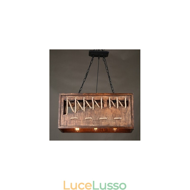 Lampadario minimalista in legno