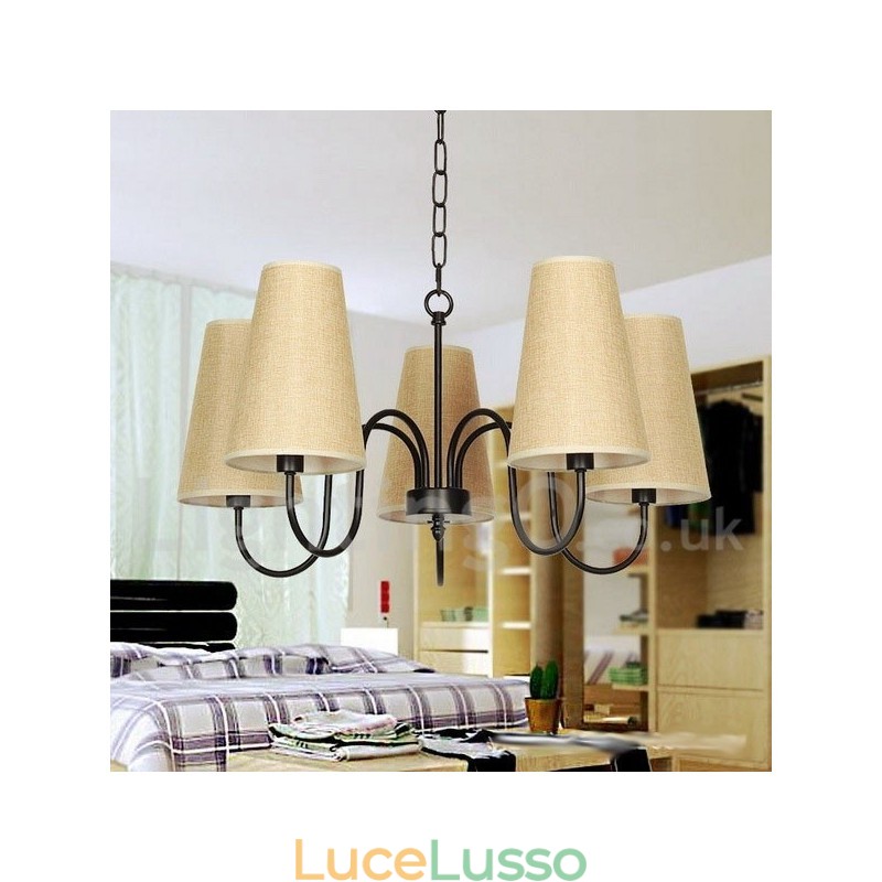 Lampadario a 5 luci in stile retrò contemporaneo a forma di candela