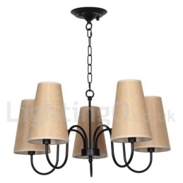 Lampadario a 5 luci in stile retrò contemporaneo a forma di candela