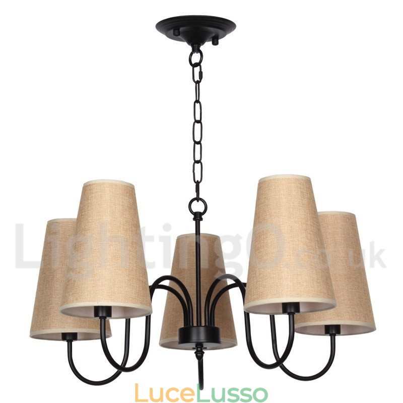 Lampadario a 5 luci in stile retrò contemporaneo a forma di candela