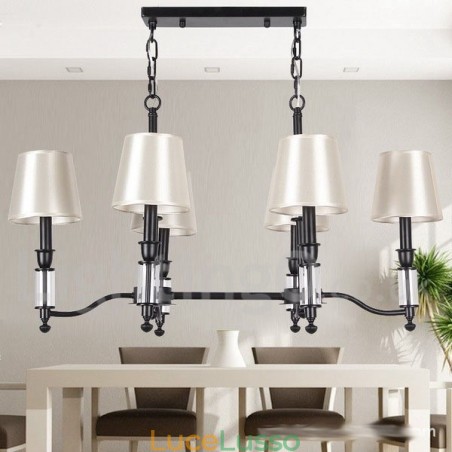 Lampadario in stile candela retrò contemporaneo nero rustico a 6 luci Lampadario in stile candela retrò contemporaneo nero rustico a 6 luci