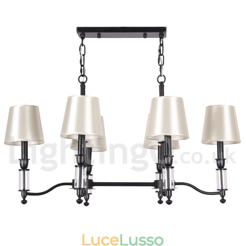 Lampadario in stile candela retrò contemporaneo nero rustico a 6 luci
