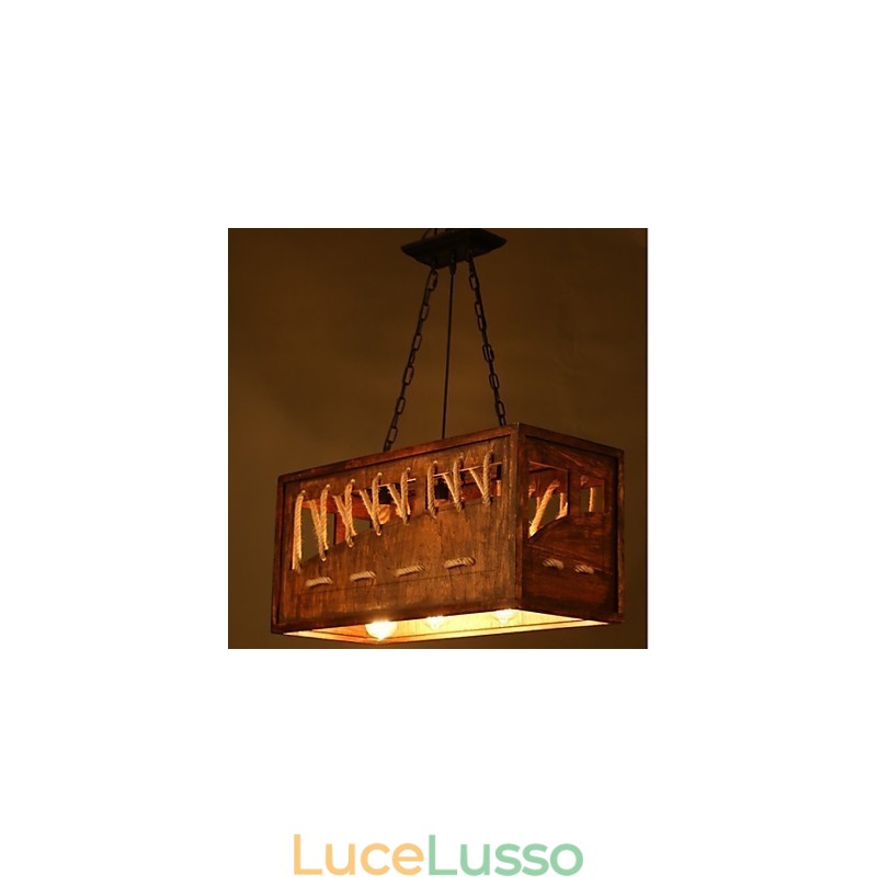 Lampadario minimalista in legno