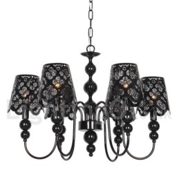Lampadario a 6 luci moderno contemporaneo stile candela nero cavo