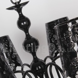Lampadario a 6 luci moderno contemporaneo stile candela nero cavo