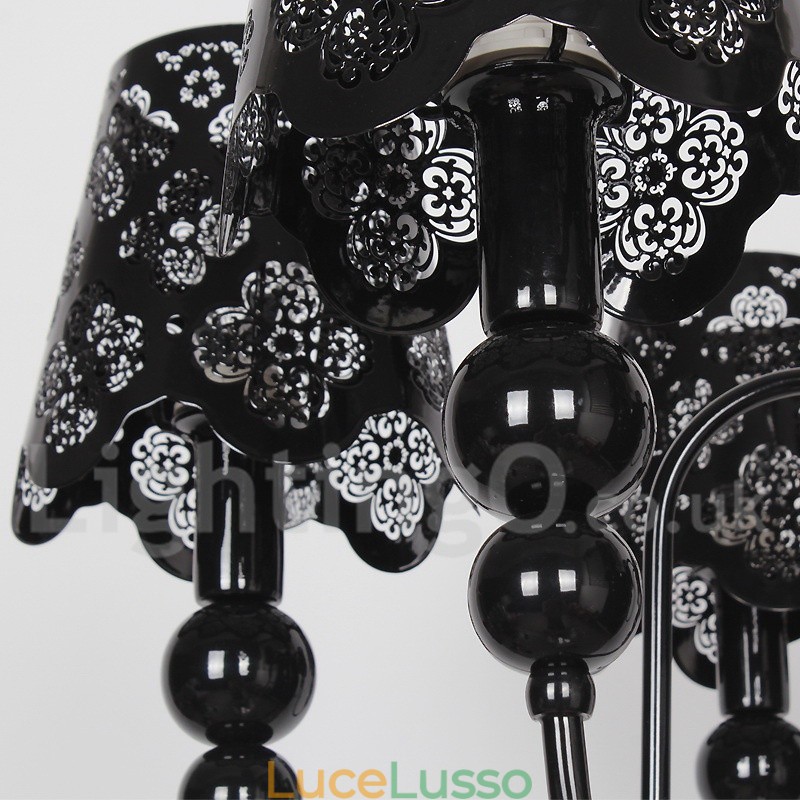 Lampadario a 6 luci moderno contemporaneo stile candela nero cavo