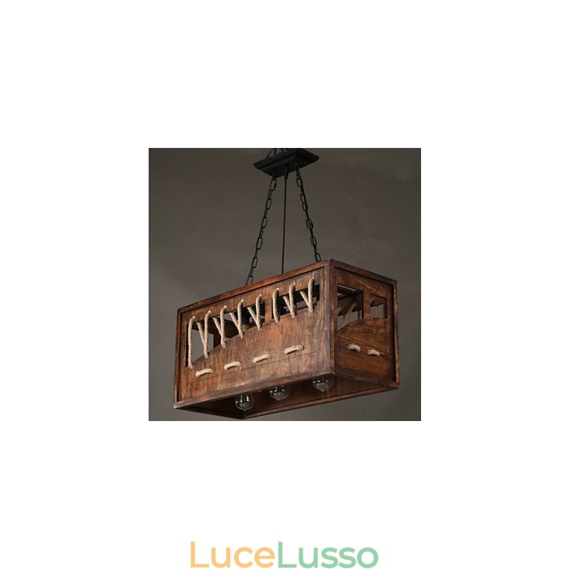 Lampadario minimalista in legno