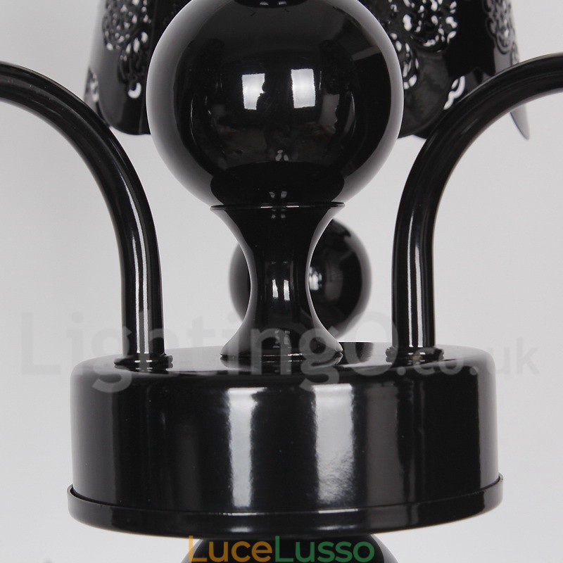 Lampadario a 3 luci moderno contemporaneo stile candela nero cavo