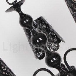 Lampadario a 3 luci moderno contemporaneo stile candela nero cavo