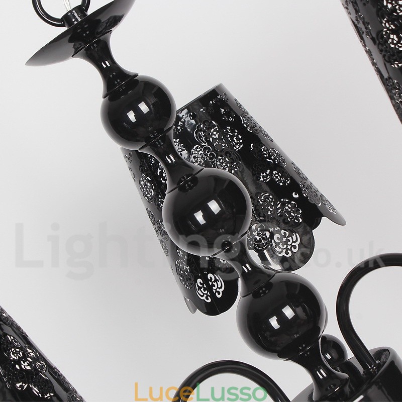 Lampadario a 3 luci moderno contemporaneo stile candela nero cavo