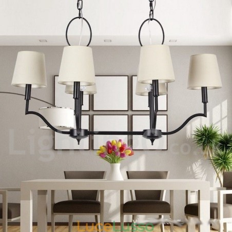 Lampadario a 6 luci in stile candela moderno e contemporaneo