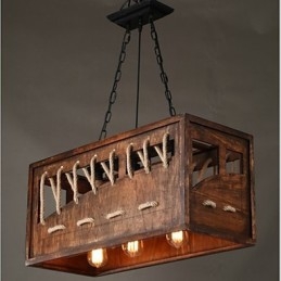 Lampadario minimalista in legno
