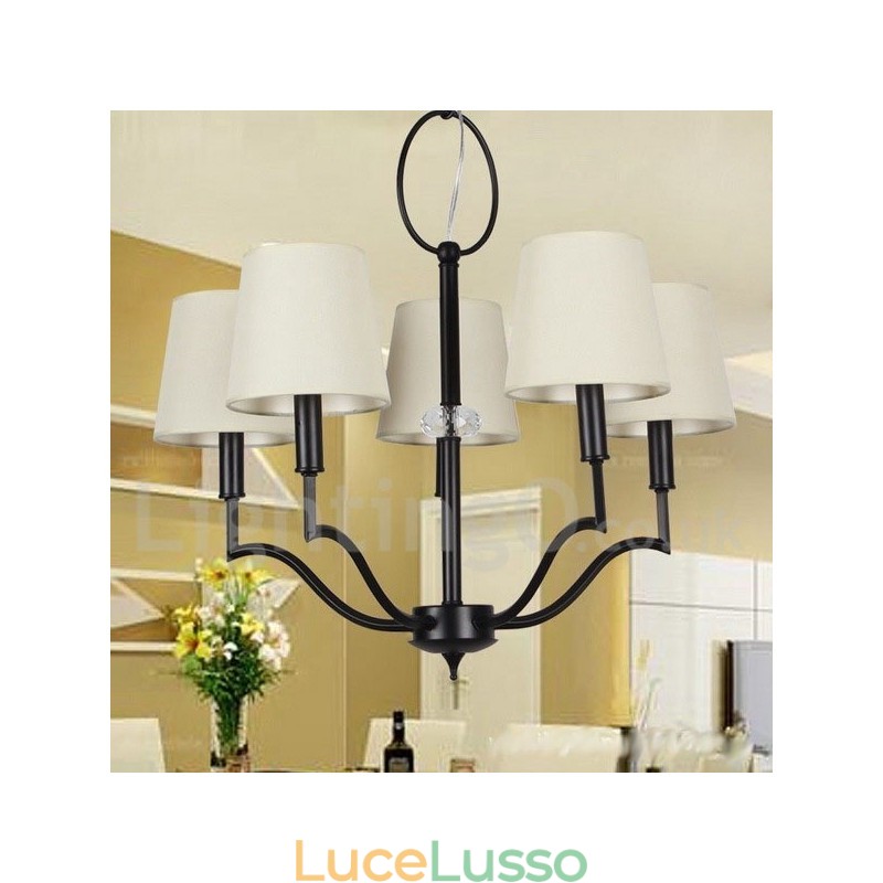 Lampadario moderno contemporaneo a 5 luci in stile candela