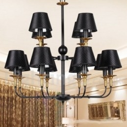 Lampadario in stile candela retrò rustico a 2 livelli con 12 luci