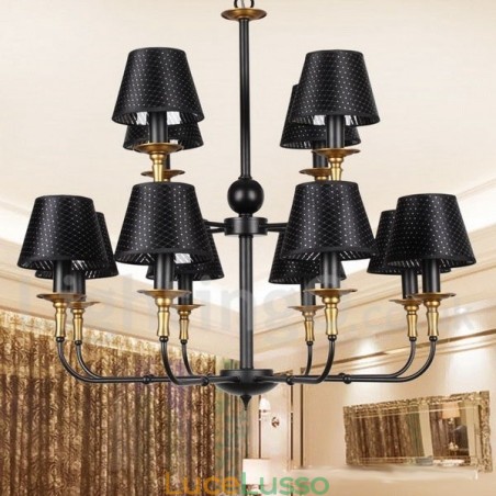 Lampadario in stile candela retrò rustico a 2 livelli con 12 luci Lampadario in stile candela retrò rustico a 2 livelli con 12 luci